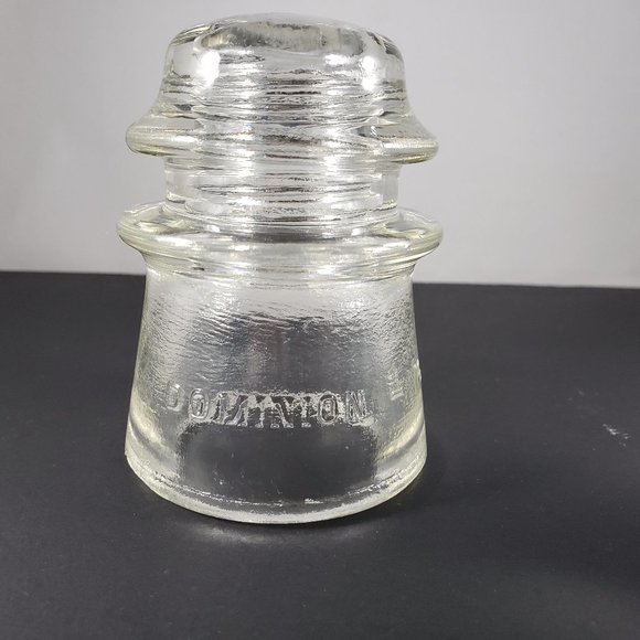 Pair of Colorless Glass Telephone Line Insulators Dominion and Hemingray 1950's - Picture 3 of 7